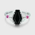 thumbnail image 1 of Unique Coffin Cut Lab-Created Black Onyx & Diamond, Ruby Engagement Ring in 925 Sterling Silver – Distinctive Wedding Ring, Perfect Bride Gift Fine Jewelry, 1 of 5