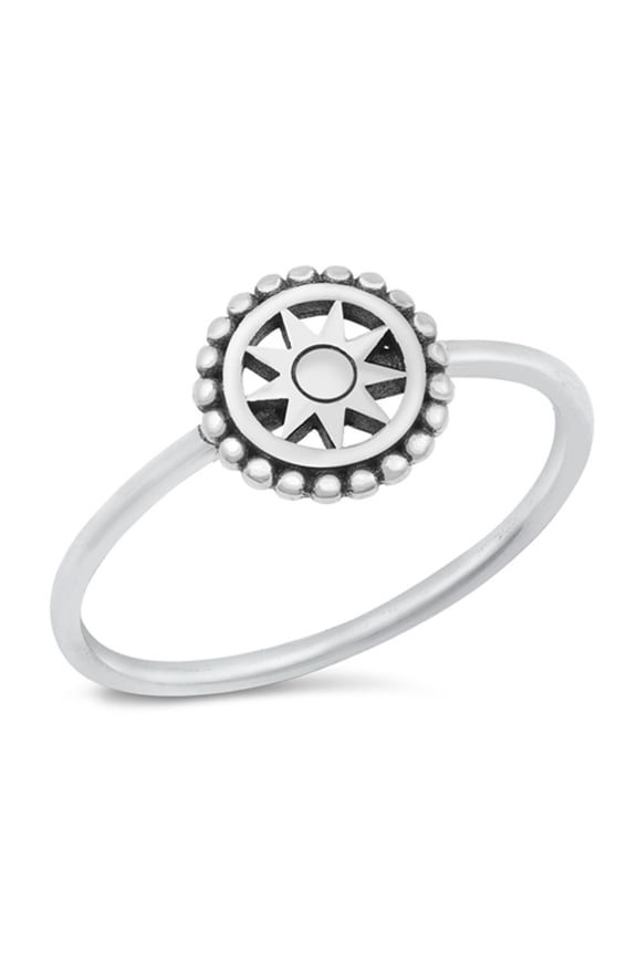 Unique Compass Sun Bali North Star Ring .925 Sterling Silver Band Jewelry Female Male Unisex Size 4