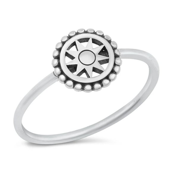 Unique Compass Sun Bali North Star Ring .925 Sterling Silver Band Jewelry Female Male Unisex Size 8