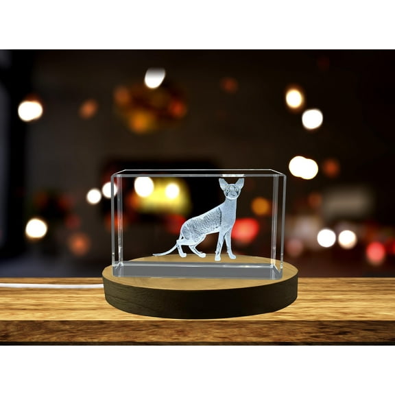 Unique Cornish Rex Cat 3D Engraved Crystal Gift for Cat Lovers