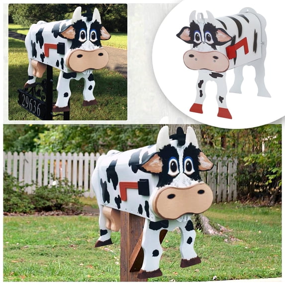 Unique Cow Animal Mailbox Whimsical Garden Sculpture Outdoor Yard Art Decoration