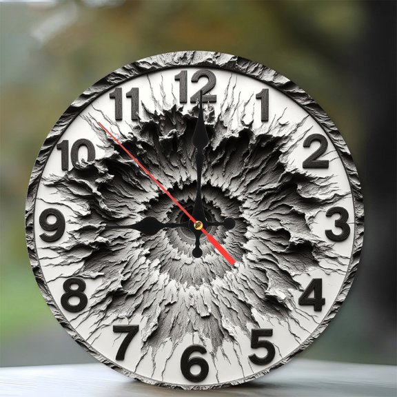 Unique Crackle Texture Wall Clock Home Decor 10-Inch Silent Wooden Wall Clock, Battery Operated (AA Batteries Not Included), Artistic Home Decor