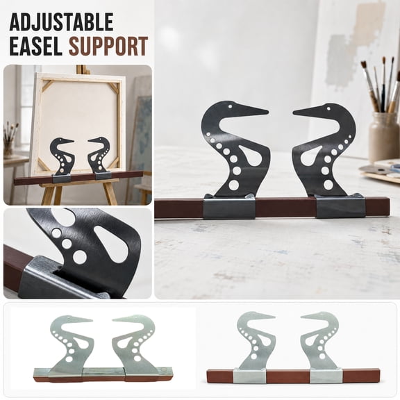 Unique Crane Shaped Artist Hand Support Bridge, Gravity Self-Locking Adjustable Metal Wrist Rest Stand with Natural Wooden Bar, Decorative Art Tool for Oil Painting and Fine Detail Sketch,1set