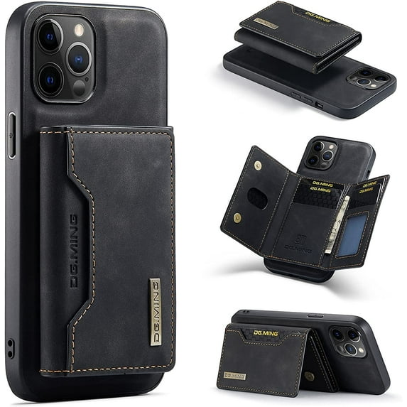 Unique Creative Multi-Function Magnetic Detachable Wallet Stand PU Phone Case for iPhone Plus Pro Max 15 Bumper Skin-Friendly Retro Back Cover