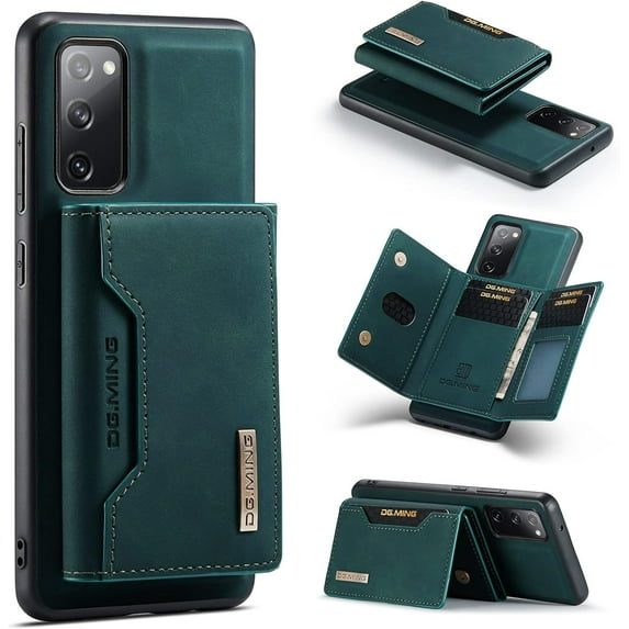 Unique Creative Multi-Function Magnetic Detachable Wallet Stand PU Phone case for Samsung Galaxy A21S A33 A51 A52 A53 A71 A72 A73 4G 5G Bumper Skin-Friendly Retro Back Cover(Green,A53 5G)