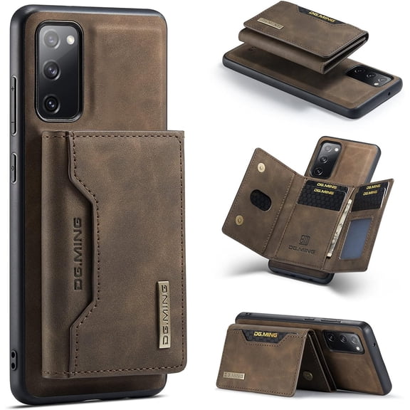 Unique Creative Multi-Function Magnetic Detachable Wallet Stand PU Phone case for Samsung Galaxy S23 S22 S21 S20 Ultra Plus FE Bumper Skin-Friendly Retro Back Cover(Brown,S21 Ultra)