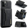 thumbnail image 1 of Unique Creative Multi-Function Magnetic Detachable Wallet Stand PU Phone case for iPhone 14 13 12 11 8 7 X XS XR Plus Pro Max Mini SE Bumper Skin-Friendly Retro Back Cover(Black,12 Pro max), 1 of 7
