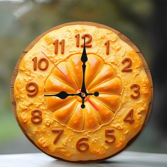 Unique Creative Pumpkin Clock Wall Decor 10-Inch Silent Wooden Wall Clock, Battery Operated (AA Batteries Not Included), Artistic Home Decor