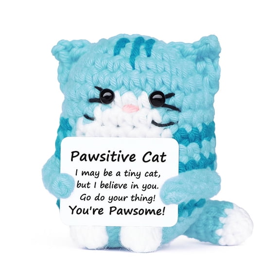 Unique Crochet Cats Toy Decoration With Encouragement Card Emotional Supports Decoration Perfect For Car Ornament And Desk Use
