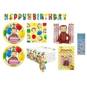 Unique Curious George Birthday Party Supplies Set, 16 Lunch Plates