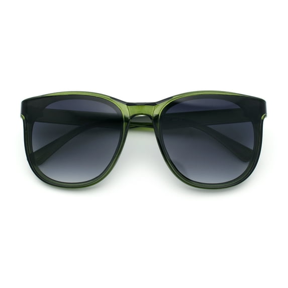 Unique Curved Inset Lens Horn Rim Plastic Retro Hipster Sunglasses Green - Smoke