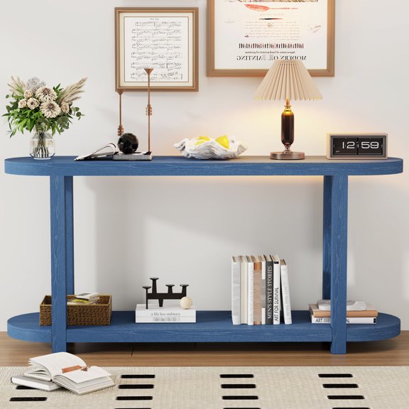 Unique Curved-Straight Tabletop, Extra Storage - For Living Rooms and Porches, Separates Areas Effectively