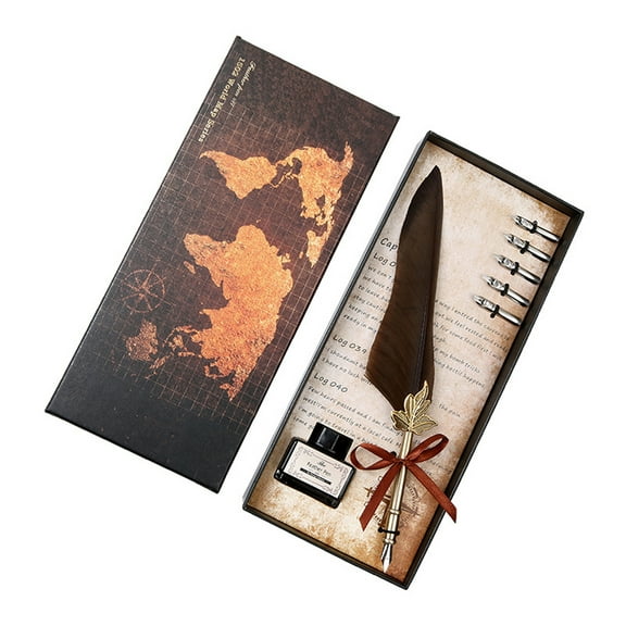 Unique Customization For Smooth Writing Experience, Feather Quill Pen Set, Classical Design With Copper Pen Stem, Rustproof Material For Exquisite Workmanship, Elegant Packaging