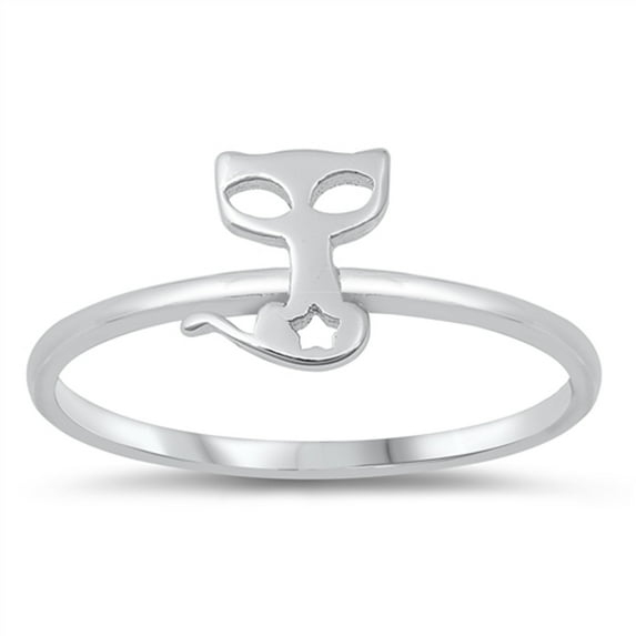Unique Cutout Cat Ring .925 Sterling Silver Band Jewelry Female Male Unisex Size 7