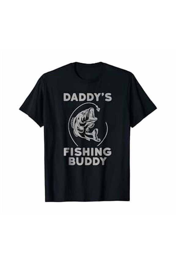 Unique Daddy's Fishing Buddy T-Shirt with Jumping Bass Design - Perfect Dad Gift
