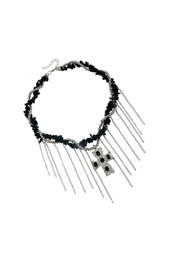 Unique Dark Theme Resin Crosses Pendant Necklace Adjustable Gothic Jewelry Gothic Layering Chain Accessory For Women