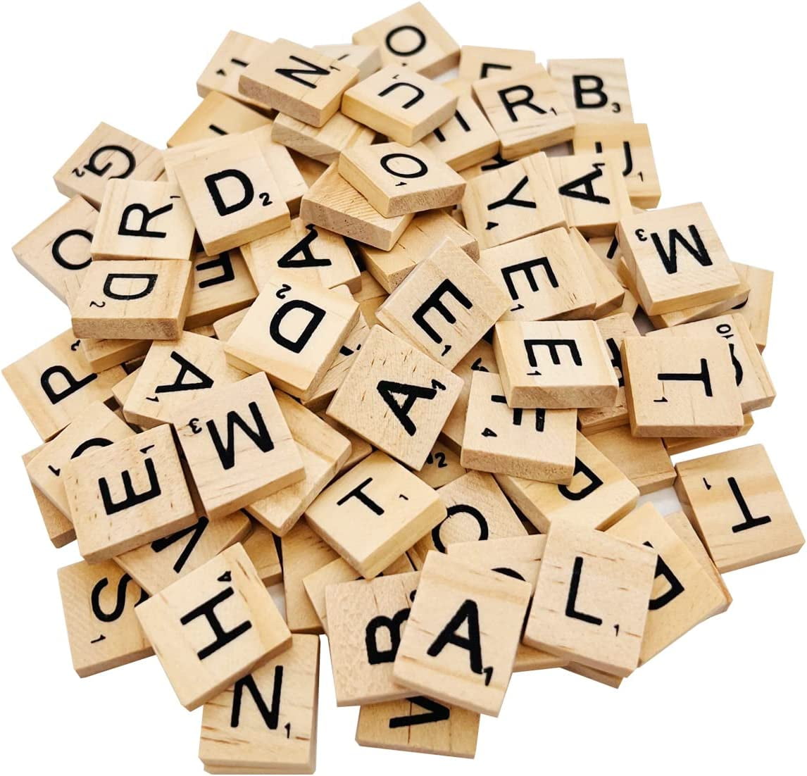 Unique Deals Wooden Scrabble Tiles set 100 Kids Craft Pendant Spelling  Alphabet