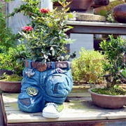 Unique Denim Pants Flower Pot, Decoration Resin Retro Jeans Shape Garden Figurines Planter, 2024 New Upgrade Outdoor Indoor Garden Planters, Cute DIY Flower Pots for Home Lawn Yard Decor