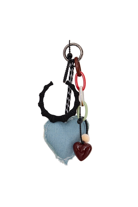 Unique Denims Washed Fabric Keychain Charm Pendant Accessory for Personalize Styles and Everyday Casual Daily Use