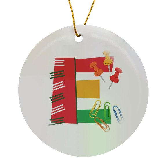 3drose, Unique Design for Letter E, Circle Porcelain Ornament
