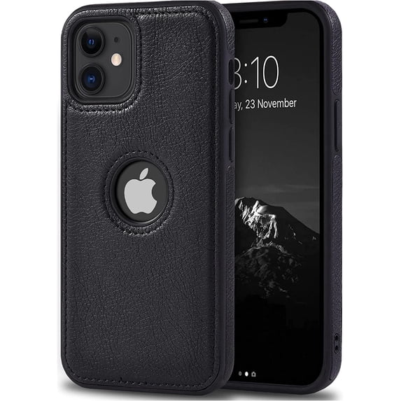 Unique Design Luxury Leather Business Phone Case for iPhone 11 Anti-Slip Scratch Resistant Ultra Slim Protective Case (2019,6.1”) (Black)