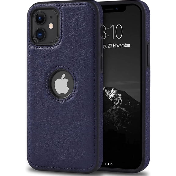 Unique Design Luxury Leather Business Phone Case for iPhone 11 Anti-Slip Scratch Resistant Ultra Slim Protective Case (2019,6.1”) (Blue)