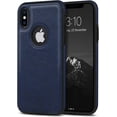 thumbnail image 1 of Unique Design Luxury Leather Business Phone Case for iPhone Xs Max Anti-Slip Scratch Resistant Ultra Slim Protective Case (2018,6.5”) (Blue), 1 of 7