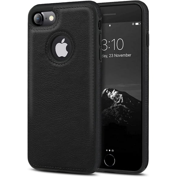 Unique Design Luxury Leather Business Phone Case for iPhone 7 & iPhone 8 & iPhone SE 2020 (2nd Generation) Anti-Slip Scratch Resistant Ultra Slim Protective Case 4.7” (Black)