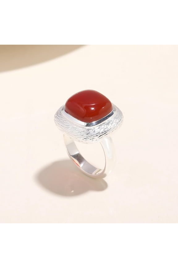 Unique Design Red Carnelian Ring, Natural Gemstone Jewelry, 925 Sterling Silver Band, Boho Hippie Ring, Gift for Women, Healing Crystal Ring