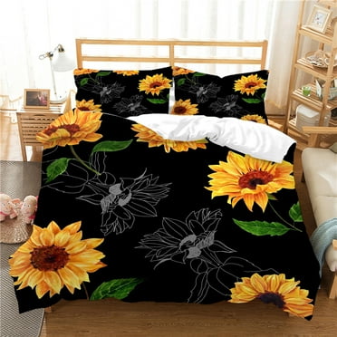 Unique Design Sunflower Printed Duvet Cover Man Woman Home Textiles Microfiber Bed Comforter Covers,Queen (90"x90")