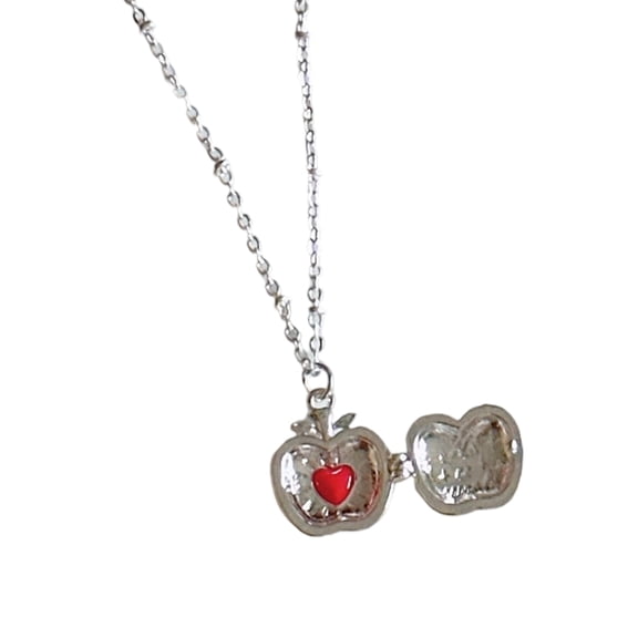 Unique Designs Appled Themed Locket Necklace Hide Storage Compartment and Ergonomic Wearing Comfort Casual Wear
