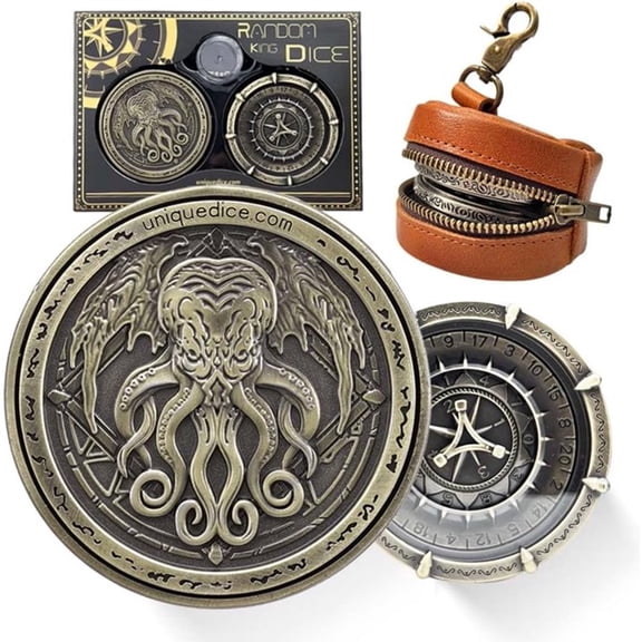 7-in-2 Dual-Spin Wheels Dice Set, Yellow Unique Dice Pocket D20 Fidget Dice, Pair