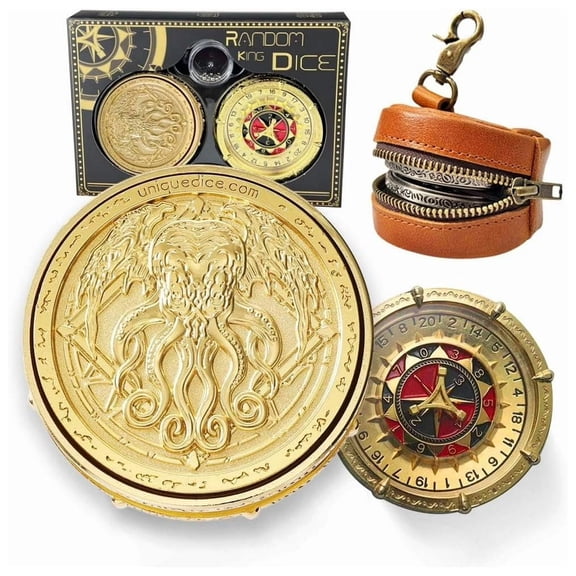 Unique Dice Roulette Dice Cthulhu Metal Dice Set Mechanical Dice Spinner DND Roller D&D Dice Spinner Dice D20 D6, D8, D10, D12 for Dungeons and Dragons Wheel Roller collectable TRPG