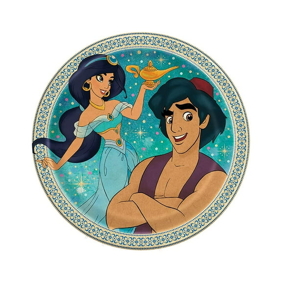 Unique Disney Aladdin Round Dessert Plates-8 Pcs, 7", Multicolor