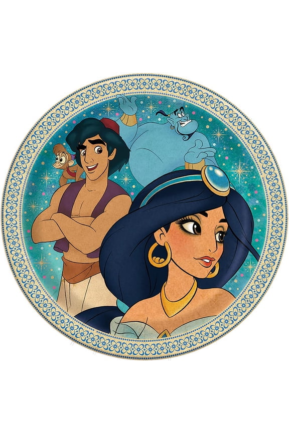 Unique Disney Aladdin Round Dinner Plates-8 Pcs, 9", Multicolor