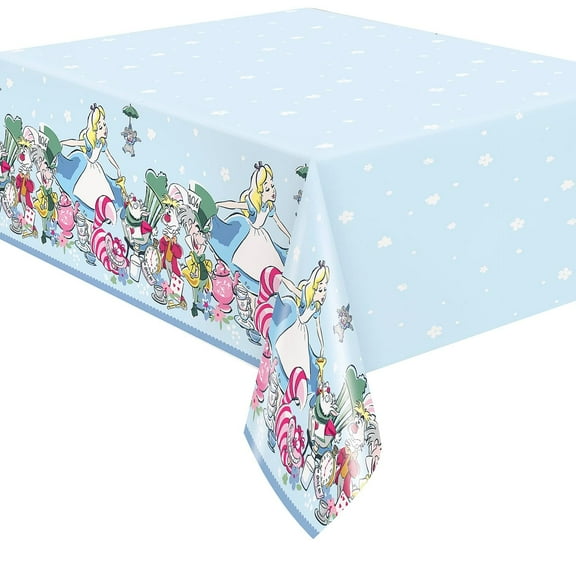 Unique Disney Alice in Wonderland Rectangular Plastic Tablecover-1 Pc, 54" X 84", Multicolor