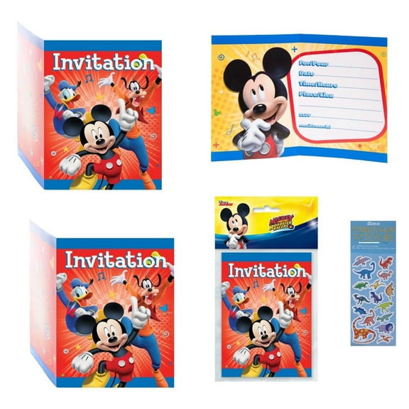 Unique Disney Mickey Mouse Birthday Party Supplies, Printed Invitations, 24 Count
