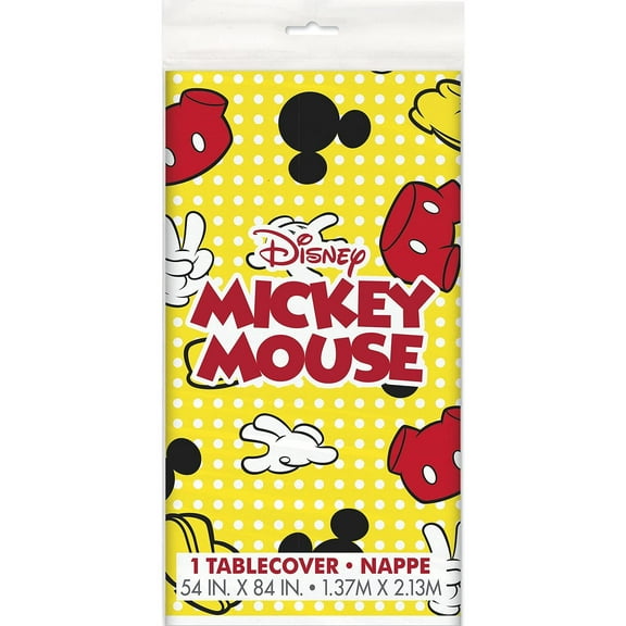 Unique Plastic Disney Mickey Mouse Rectangular Table Cover, 54"x84", Black