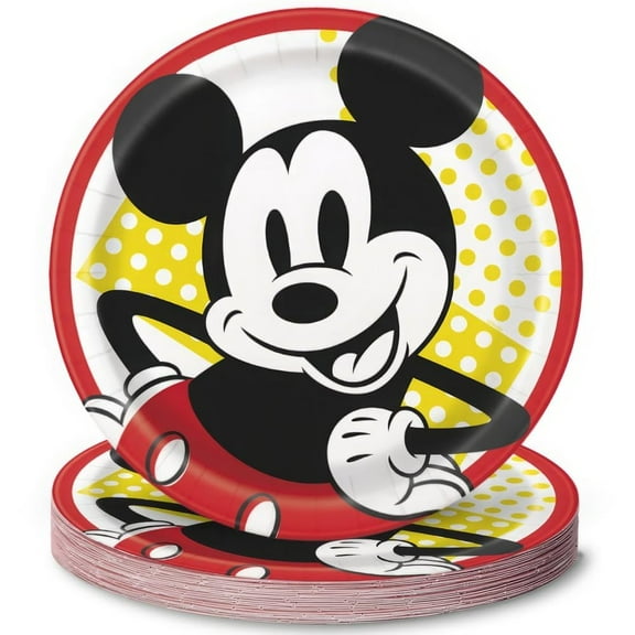Unique Disney Mickey Mouse Round Dinner Paper Plates 9", 8 Pcs