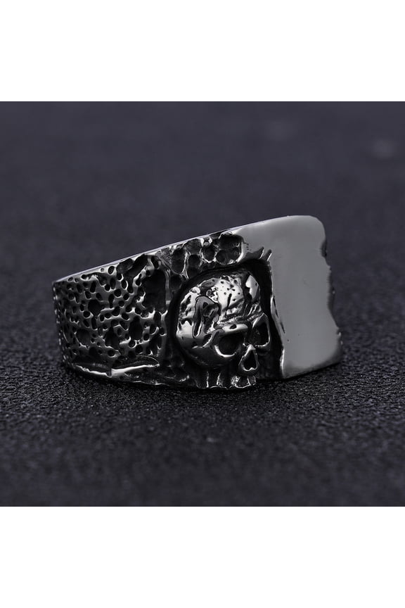 Unique Domineering 14K White Gold Heavy Sugar Skull Ring Mens Punk Rock Biker Jewelry christmas Creativity Gift