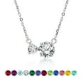 thumbnail image 1 of JeenMata April Birthstone Pendant Two Stones Necklace - in White Gold Plating Over Silver, 1 of 6