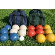 Unique Double Set - Italian/American Made, 110mm EPCO Bocce Sets - Rustic Blue/White/Yellow/Orange Balls with Blue/Green Bags