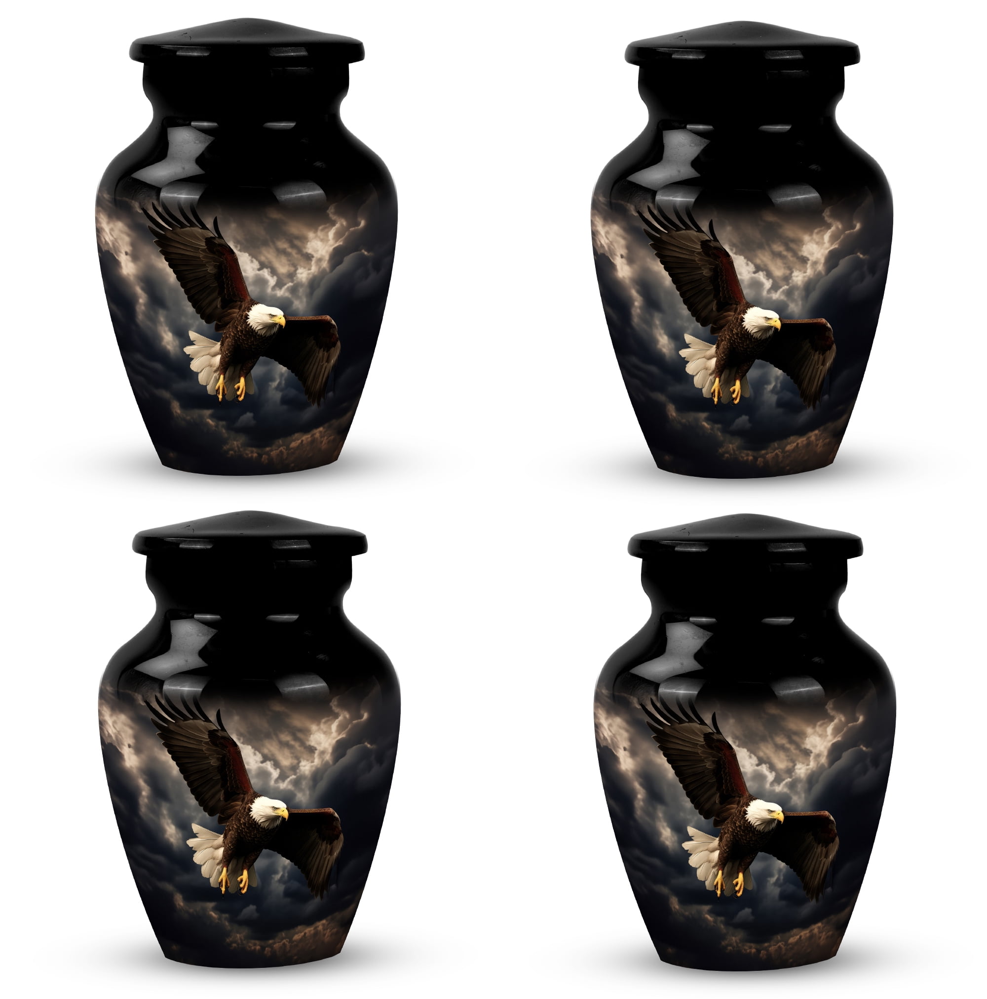 Unique Eagle With Rain Clouds Design Urn Urns For Human Ashes - Little Cremation Keepsakes - Tiny Cremation Urn Human Ashes - Small Memorial Ashes Urn - Mini Urn For Ashes 3Inch Set Of 4