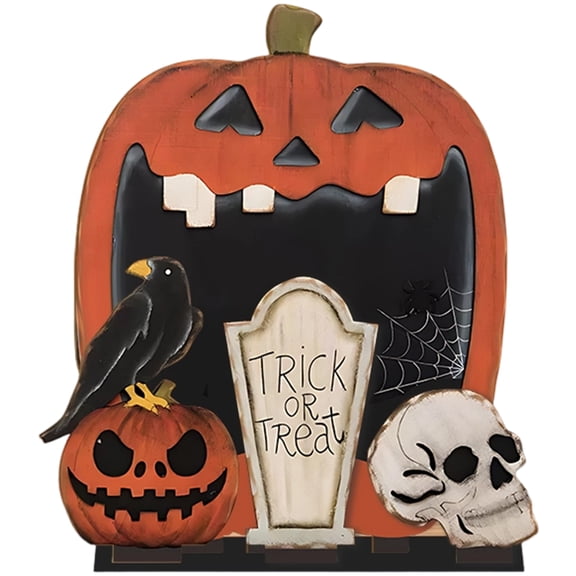 Unique Eating Pumpkins Carving Halloween Table Decors Festival Home Display Piece