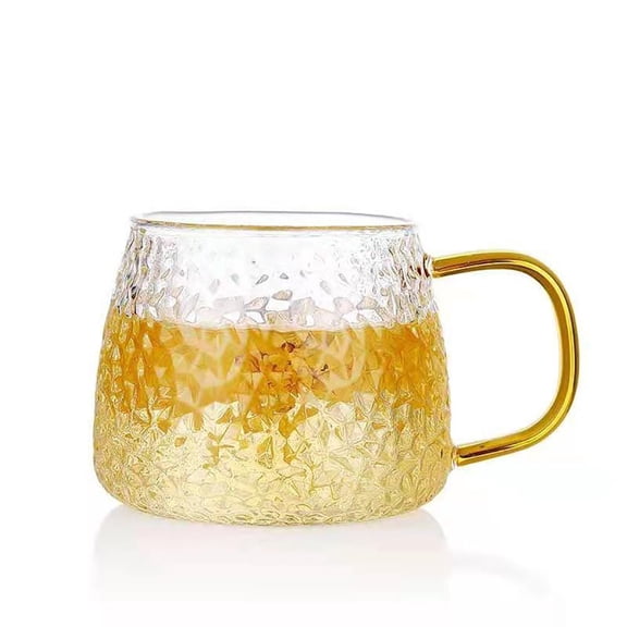 Unique Enamel Handmade Glass Tea Coffee Mugs Clear Cups Hot Cold Drink 420Ml