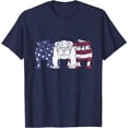 thumbnail image 1 of Unique English Bulldog Dog American Flag Retro Puppy Lover Softstyle Unisex T-Shirt,Navy Color,Size 3T, 1 of 5