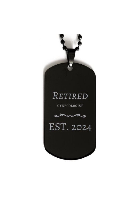 Unique Engraved Dog Tag Retired Gynecologist Gift for Graduation, Christmas, and Veterans Day - Est. 2024