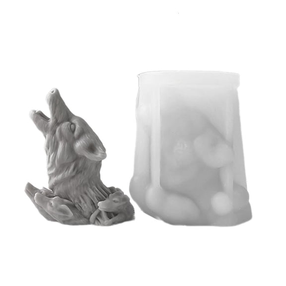 Unique Epoxy Resin Wolf Head Gypsum Mold 3D Figurines Crafting Mold Home Decors Making Silicone