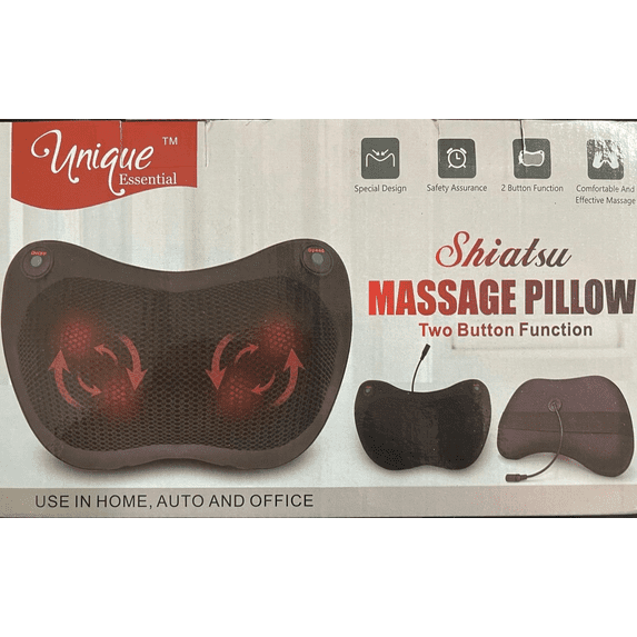 Unique Essential Shiatsu Neck and Back Massage Pillow w/ 2-Button Function