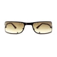 thumbnail image 1 of Unique Euro 90s Off Set Rimless Narrow Rectangle Sunglasses All Brown, 1 of 4